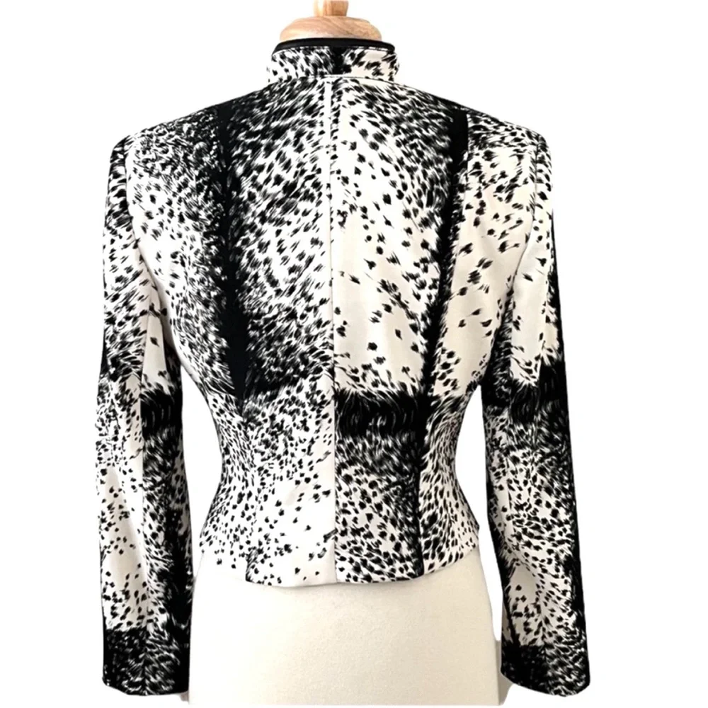 Alberto Makali Womens Animal Print MotoJacket Nehru Collar with leather trim - Picture 5 of 14